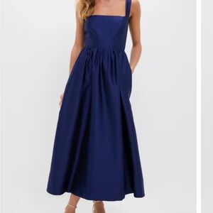 Tuckernuck Navy Dupioni Esme Dress
